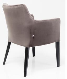 Mode stolička s podrúčkami sivý zamat / čierne nohy