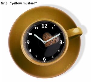 Dizajnové nástenné hodiny v tvare šálky kávy Žltá