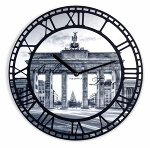 Nástenné hodiny s motívom Berlína Sivá