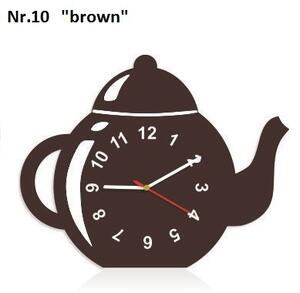 Dekoračné kuchynské hodiny v tvare čajníka Čierna