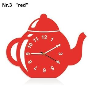 Dekoračné kuchynské hodiny v tvare čajníka Čierna