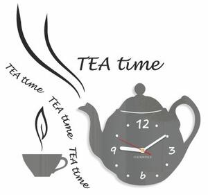 Tea Time hodiny s kuchynským motívom Sivá