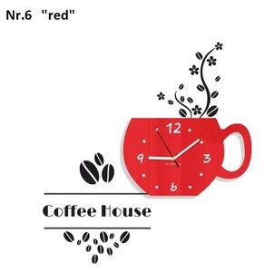 Červnené dekoračné hodiny do kaviarne Červená
