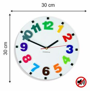 Detské nástenné hodiny s farebnými číslami Biela