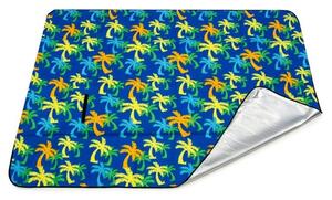 Pikniková deka modrej farby s motívom palmy Modrá