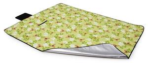 Zelená pikniková deka s kvetovým motívom Zelená