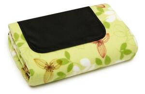 Zelená pikniková deka s kvetovým motívom Zelená