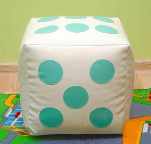Detský taburet KOCKA 30 cm - béžová + mentolová