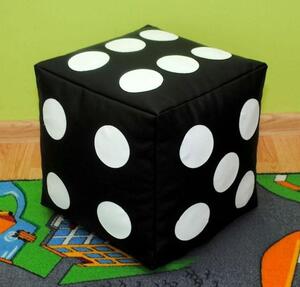 Detský taburet KOCKA 30 cm - čierna + biela
