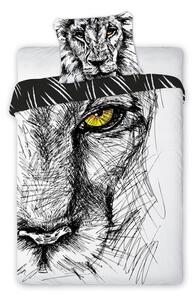 Černo biele detské posteľné obliečky z bavlny s motívom leva