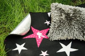 Plážová deka čiernej farby s ružovými hviezdičkami Čierna