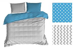 Modro biele posteľné obliečky s cik cak vzorom obojstranné Modrá