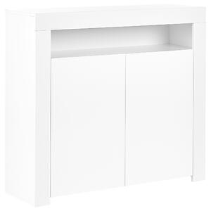 Komoda s 2 dvierkami biela MDF drevotrieska úložný priestor 2 skrinky polica s LED osvetlením moderný štýl obývačka spálňa