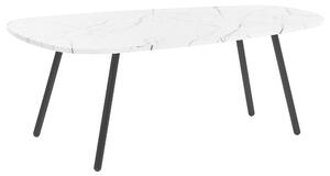 Konferenčný stolík biely s čiernym MDF povrchom 110 x 60 cm Kovové nohy Moderná obývačka
