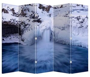 Paraván - Vodopád v zime (210x170 cm)