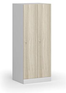 Šatníková skrinka znížená, 2 oddiely, 1500 x 600 x 500 mm, cylindrický zámok, laminované dvere, dub prírodný