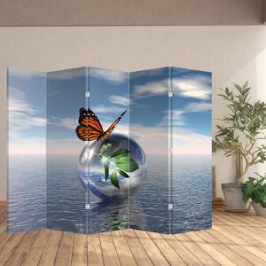 Paraván - Motýľ na sklenenej guli (210x170 cm)