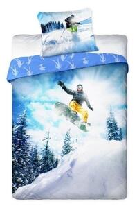 Detská posteľná bielizeň snowboard Modrá