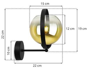 Nástenné svietidlo Bergen Gold Ring, 1x zlaté/transparentné sklenené tienidlo (fi 15cm)