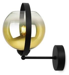 Nástenné svietidlo Bergen Gold Ring, 1x zlaté/transparentné sklenené tienidlo (fi 15cm)