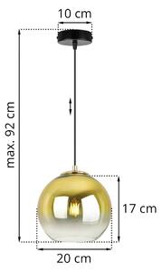 Závesné svietidlo Bergen Gold, 1x zlaté/transparentné sklenené tienidlo (fi 20cm)