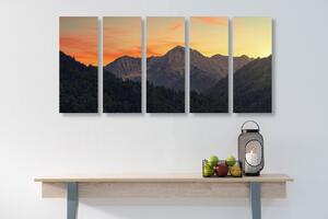 5-dielny obraz západ slnka na horách