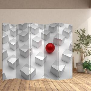 Paraván - Abstrakcia - kocky s guľou (210x170 cm)