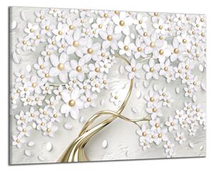 Moderný obraz Zlatý strom a biele kvety