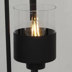 Stojacia lampa Roma cage, 3x čierne/transparetné sklenené tienidlo v kovovom ráme