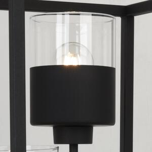 Stojacia lampa Roma cage, 3x čierne/transparetné sklenené tienidlo v kovovom ráme
