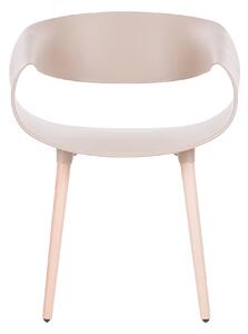 Súprava 2 jedálenských stoličiek béžová svetlé drevené nohy s otvoreným operadlom moderná obývačka v škandinávskom štýle