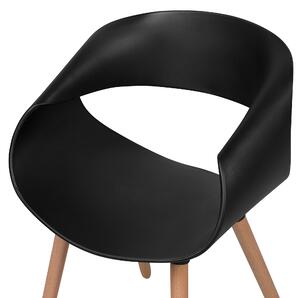 Súprava 2 jedálenských stoličiek čierna svetlé drevené nohy s otvoreným operadlom moderná obývačka v škandinávskom štýle