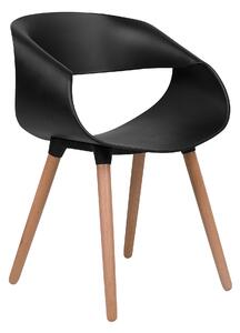 Súprava 2 jedálenských stoličiek čierna svetlé drevené nohy s otvoreným operadlom moderná obývačka v škandinávskom štýle