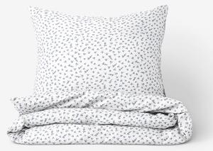 Goldea bavlnené posteľné obliečky - sivomodré kvítí na bielom 140 x 200 a 70 x 90 cm
