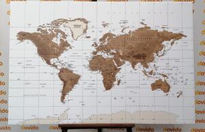 Obraz na korku nádherná vintage mapa sveta s bielym pozadím