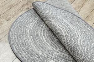 Šnúrkový okrúhly koberec SIZAL FLAT 48837637 Boho, vzor pletený vrkoč, sivý