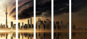 5-dielny obraz mračná nad mestom