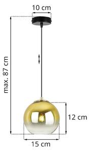 Závesné svietidlo Bergen Gold, 1x zlaté/transparentné sklenené tienidlo (fi 15cm)