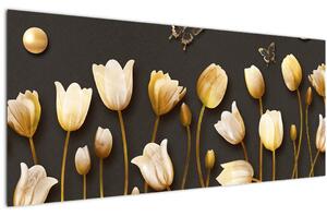 Obraz - Tulipány - abstraktné (120x50 cm)