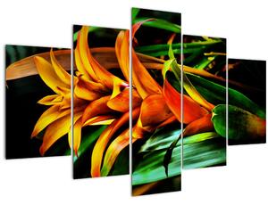 Obraz oranžovej kytice (150x105 cm)