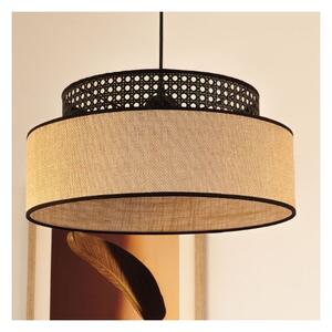 Luster na lanku BOHO 1xE27/60W/230V pr. 40 cm čierna/ratan