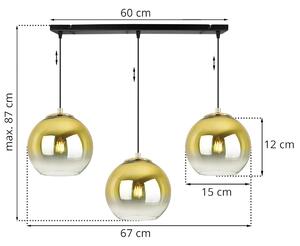 Závesné svietidlo Bergen Gold, 3x zlaté/transparentné sklenené tienidlo (fi 15cm)
