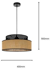 Luster na lanku BOHO 1xE27/60W/230V pr. 40 cm čierna/ratan