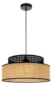 Luster na lanku BOHO 1xE27/60W/230V pr. 40 cm čierna/ratan