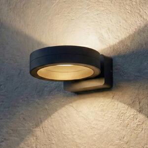Lindby LED vonkajšie nástenné svietidlo Selviro, antracitová, Ø 20 cm, IP65, Čierna, Hliník, Moderný, Nástenné svietidlo