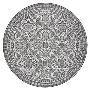 Šnúrkový okrúhly koberec SIZAL LOFT 21193 BOHO slonovinová kosť - tmavosivý