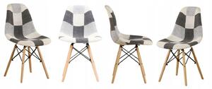 Moderná jedálenská stolička s čalunením patchwork Sivá