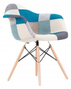 Kvalitná stolička v štýle patchwork modrej farby Modrá