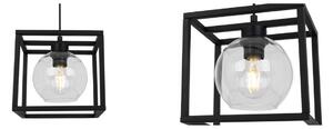Závesné svietidlo Haga cage, 1x transparentné sklenené tienidlo v kovovom ráme