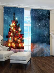 Záves s motívom vianočného stromčeka v zasneženej krajine Modrá
